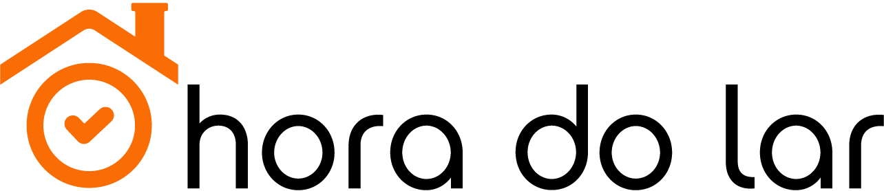 Logotipo do Hora do Lar, plataforma para gestão de empregados domésticos, exibido no header do site, com design limpo e profissional.
